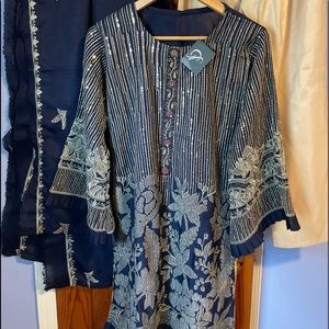 Pakistani Embroidered Chiffon Wedding Party wear 4pc Salwar kameez kurta suit MD